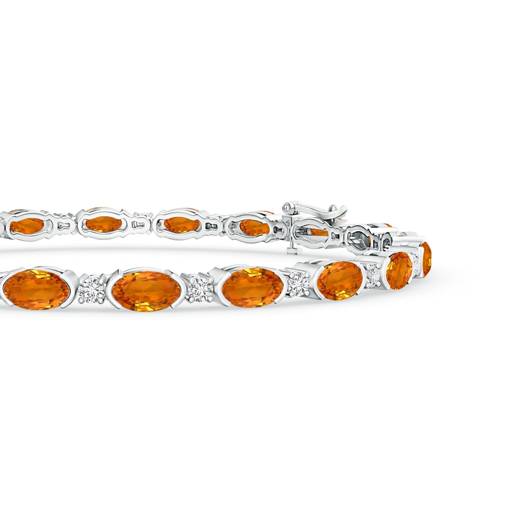 5x3mm AAA Semi Bezel-Set Oval Orange Sapphire & Diamond Tennis Bracelet in White Gold Side 1
