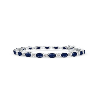 5x3mm A Semi Bezel-Set Oval Sapphire and Diamond Tennis Bracelet in 9K White Gold