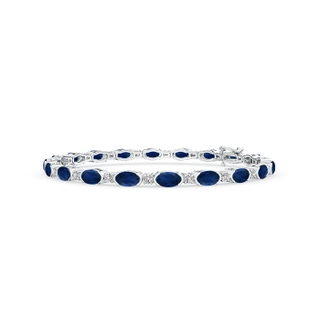 5x3mm AA Semi Bezel-Set Oval Sapphire and Diamond Tennis Bracelet in 9K White Gold