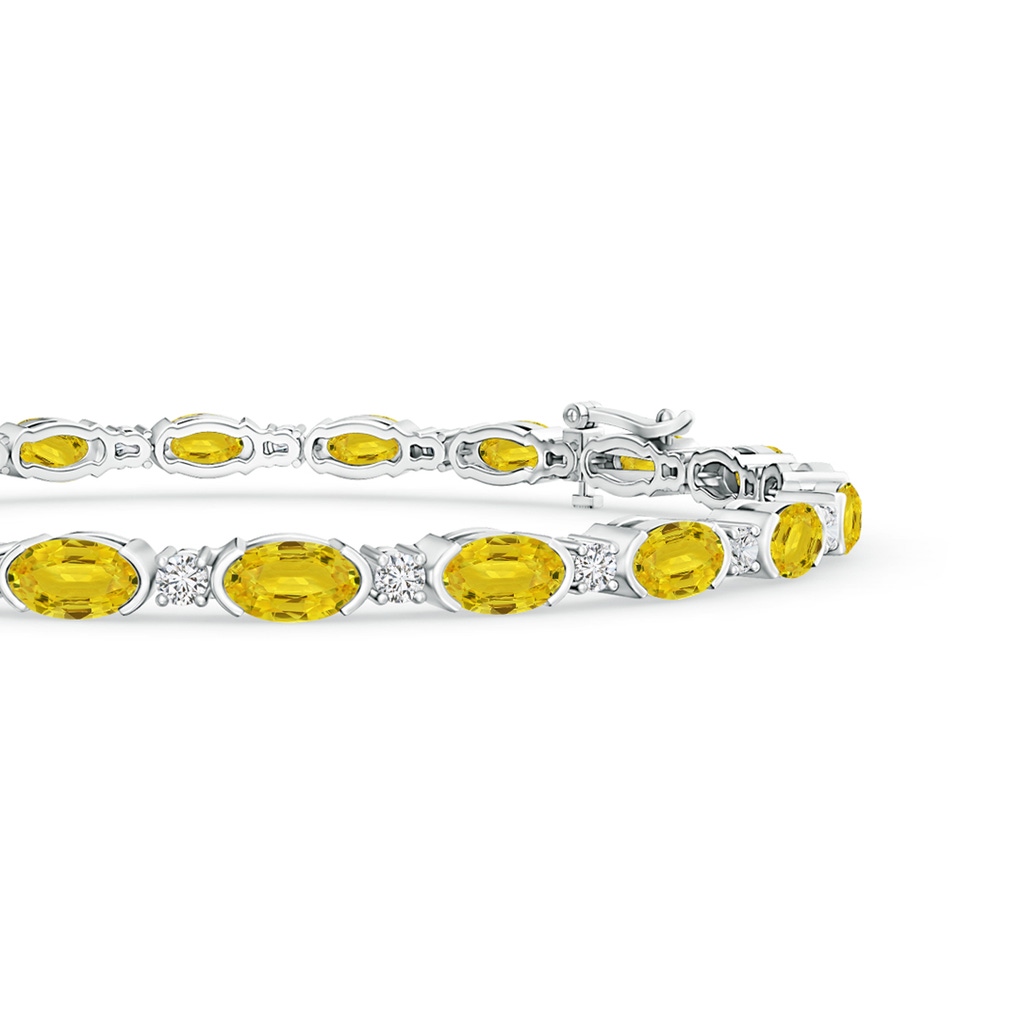 5x3mm AAA Semi Bezel-Set Oval Yellow Sapphire & Diamond Tennis Bracelet in White Gold Side 1