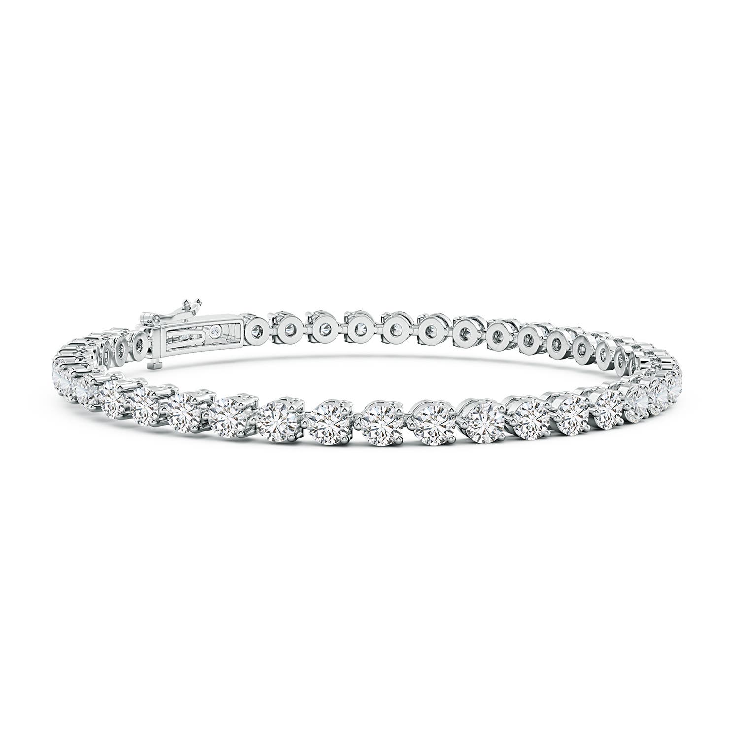 3mm HSI2 Round Diamond Link Tennis Bracelet in 18K White Gold
