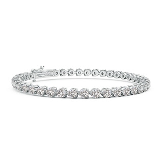 3mm IJI1I2 Round Diamond Link Tennis Bracelet in 18K White Gold