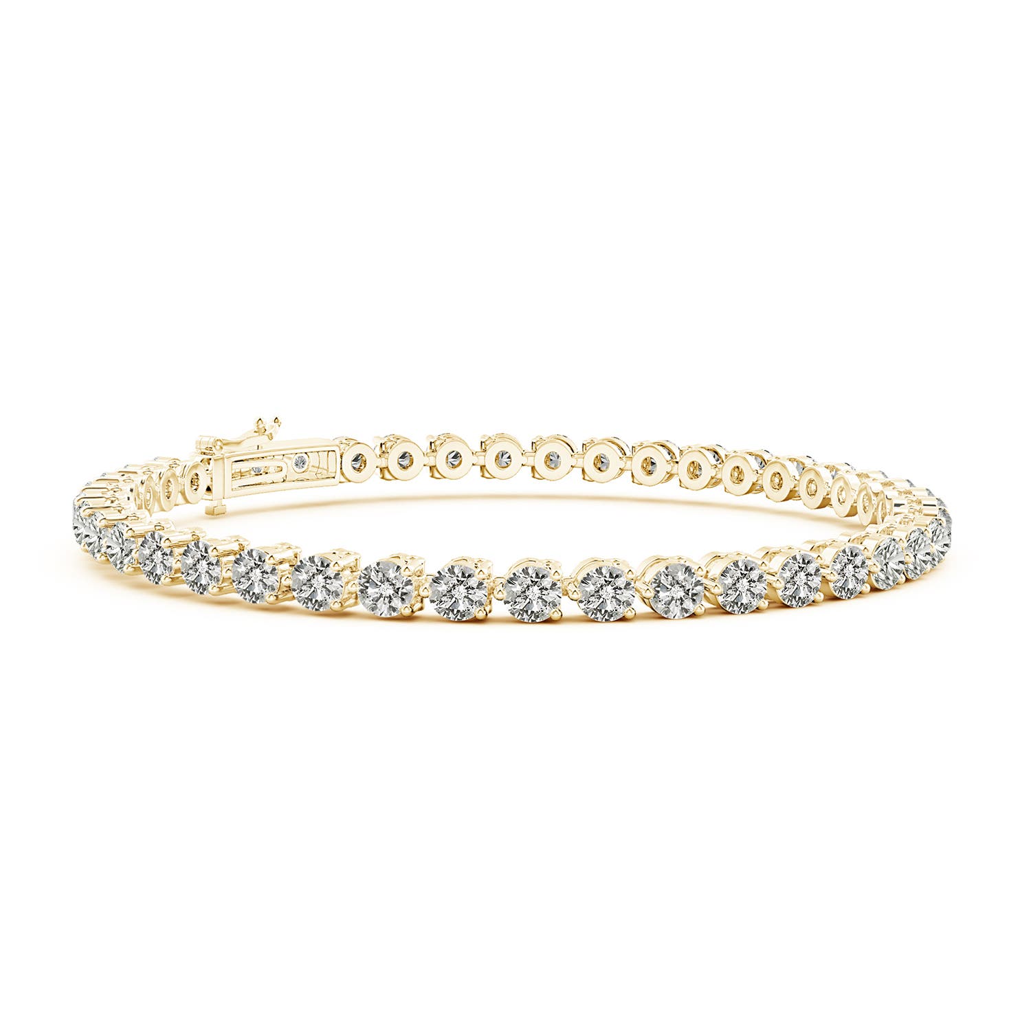 3mm KI3 Round Diamond Link Tennis Bracelet in 18K Yellow Gold