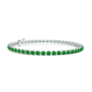 2.5mm AAAA Round Emerald Link Tennis Bracelet in 18K White Gold