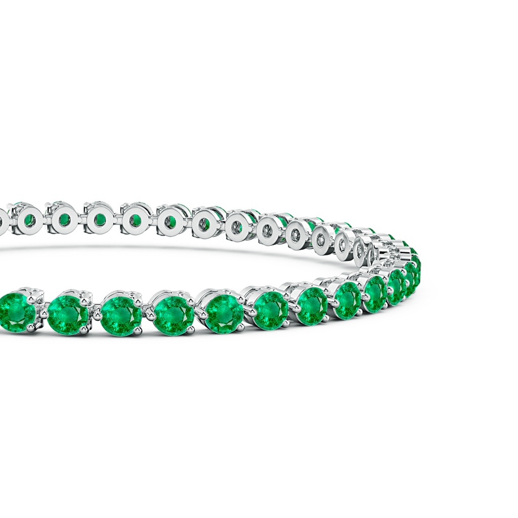 3mm AAA Round Emerald Link Tennis Bracelet in White Gold Side 199