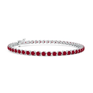 2.5mm AA Round Ruby Link Tennis Bracelet in White Gold