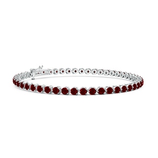 2.5mm AAAA Round Ruby Link Tennis Bracelet in 18K White Gold