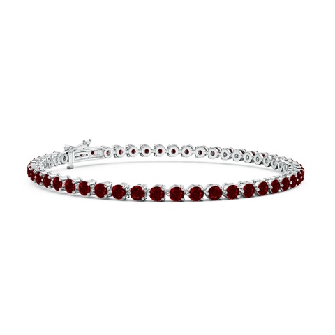 2.5mm AAAA Round Ruby Link Tennis Bracelet in White Gold