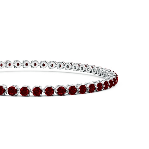 2.5mm AAAA Round Ruby Link Tennis Bracelet in White Gold - side 3