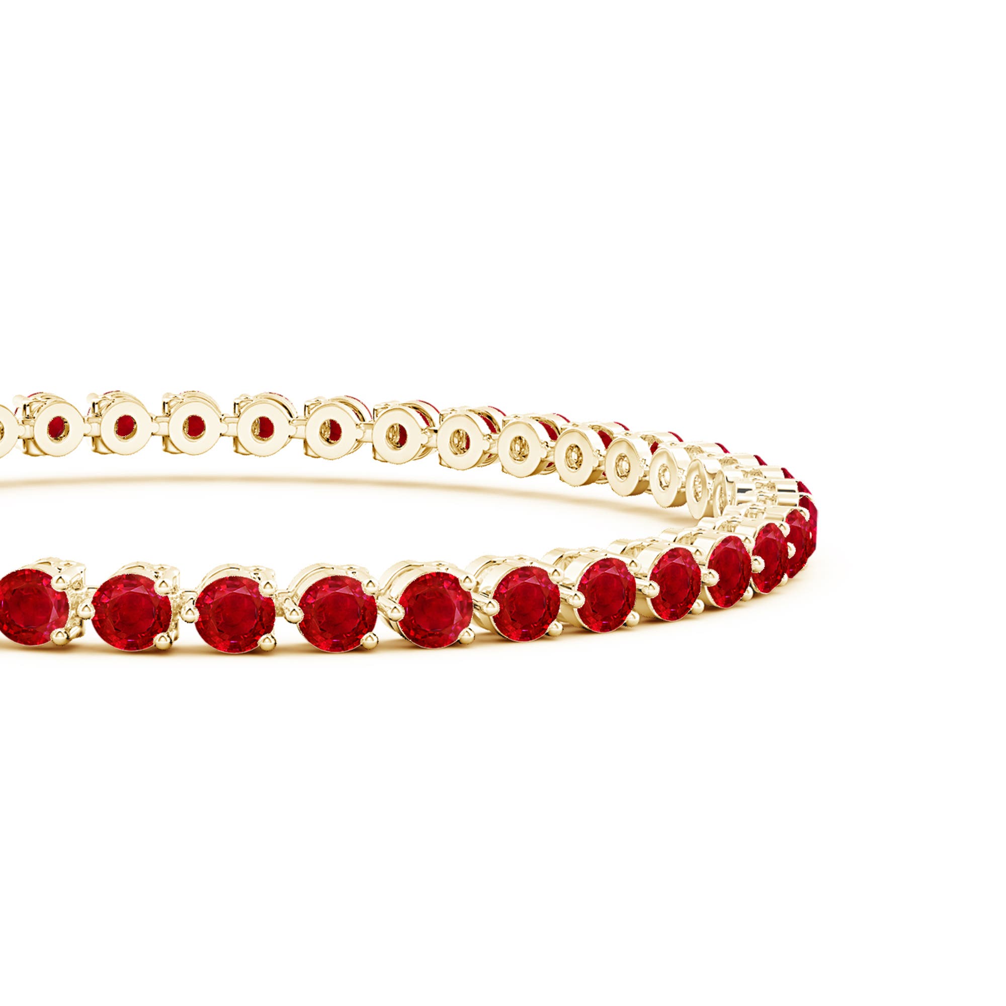 3mm AAA Round Ruby Link Tennis Bracelet in 18K Yellow Gold