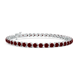 3mm AAAA Round Ruby Link Tennis Bracelet in 10K White Gold