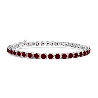 3mm AAAA Round Ruby Link Tennis Bracelet in 18K White Gold