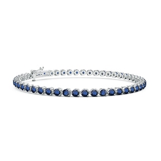 2.5mm AA Round Blue Sapphire Link Tennis Bracelet in 10K White Gold