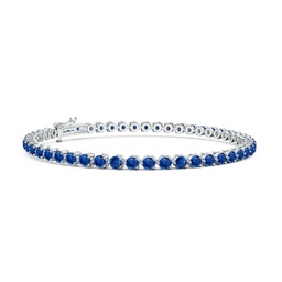 2.5mm AAA Round Blue Sapphire Link Tennis Bracelet in White Gold