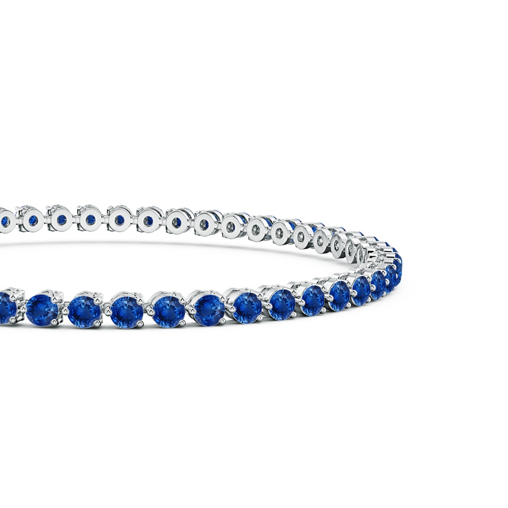 2.5mm AAA Round Blue Sapphire Link Tennis Bracelet in White Gold - side 199