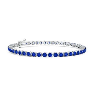 2.5mm AAAA Round Blue Sapphire Link Tennis Bracelet in 18K White Gold