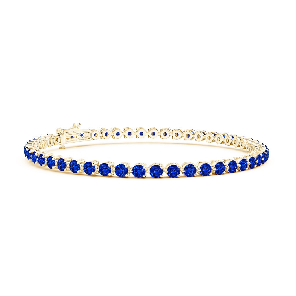 2.5mm Lab-Grown Round Blue Sapphire Link Tennis Bracelet in Yellow Gold