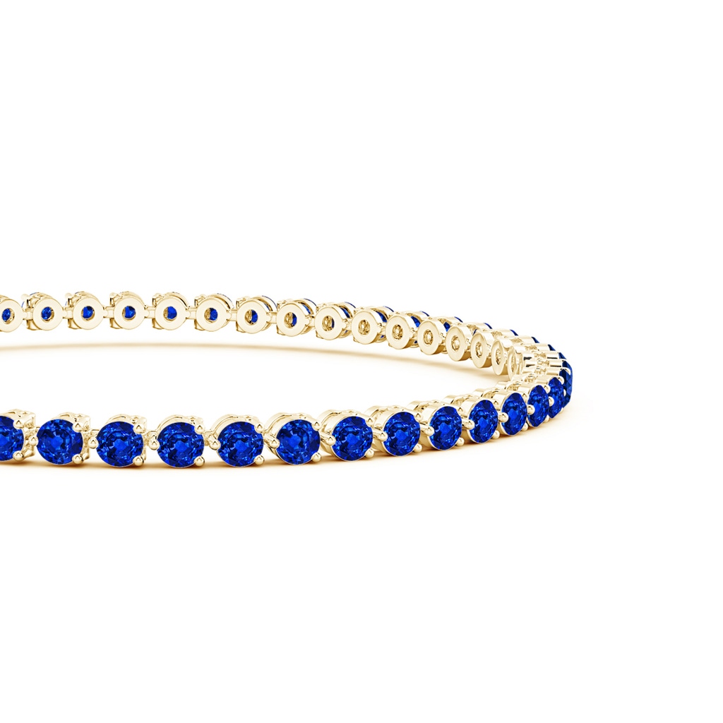 2.5mm AAAA Round Blue Sapphire Link Tennis Bracelet in Yellow Gold - side 199