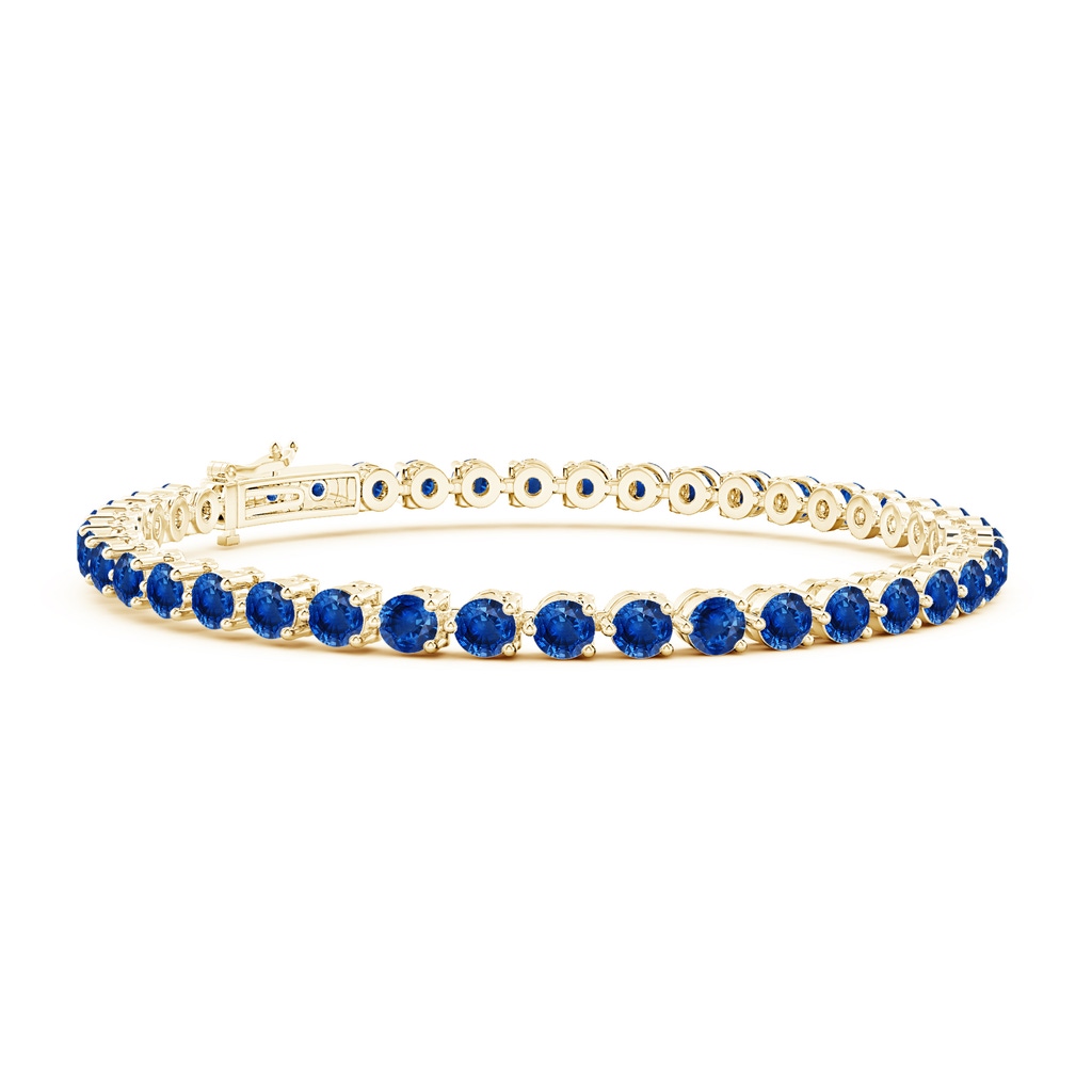 3mm AAA Round Blue Sapphire Link Tennis Bracelet in Yellow Gold
