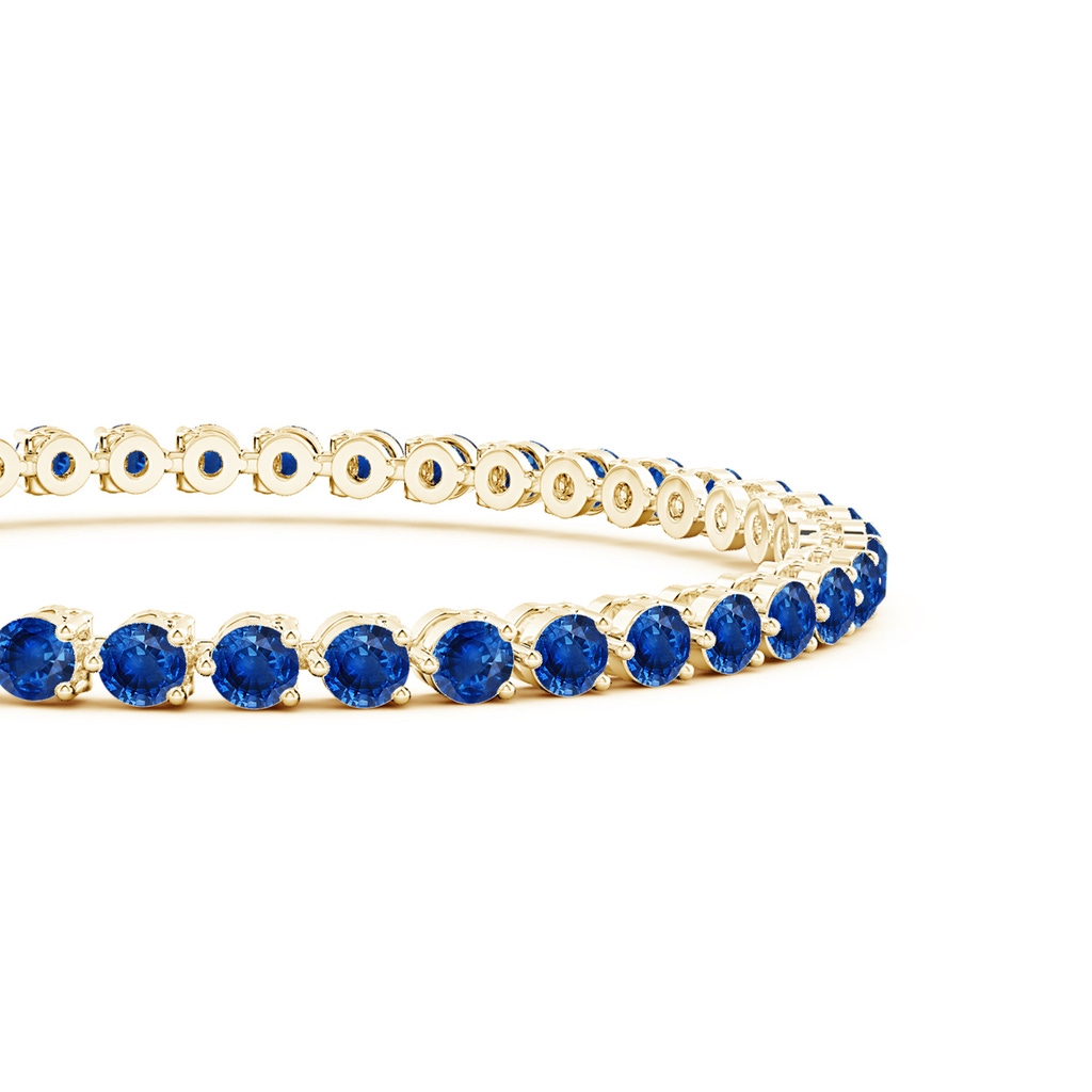 3mm AAA Round Blue Sapphire Link Tennis Bracelet in Yellow Gold Side 199