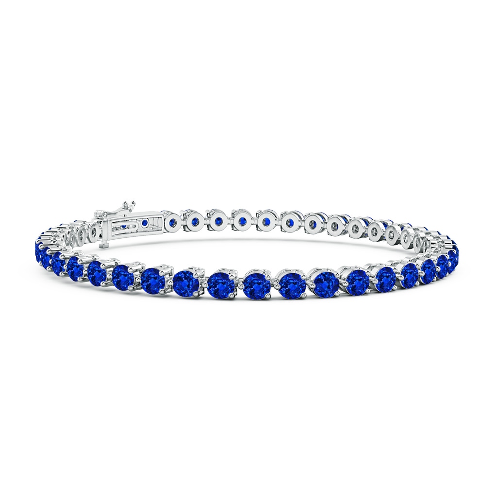 3mm Lab-Grown Round Blue Sapphire Link Tennis Bracelet in White Gold