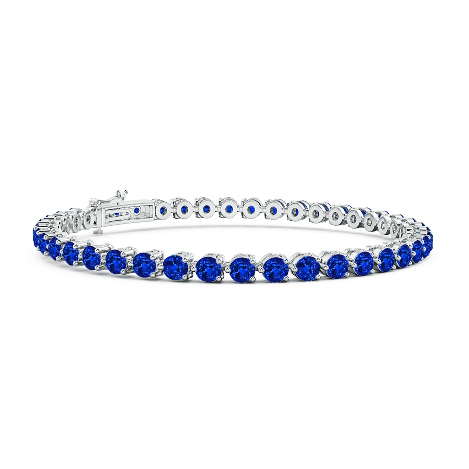 3mm Lab-Grown Round Blue Sapphire Link Tennis Bracelet in White Gold 