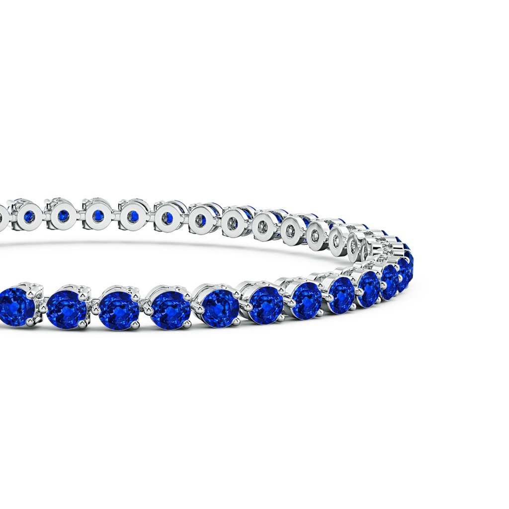 3mm Lab-Grown Round Blue Sapphire Link Tennis Bracelet in White Gold - side 199