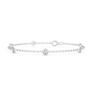 3.5mm GVS2 Bezel-Set Diamond Station Bracelet with Chain in 9K White Gold