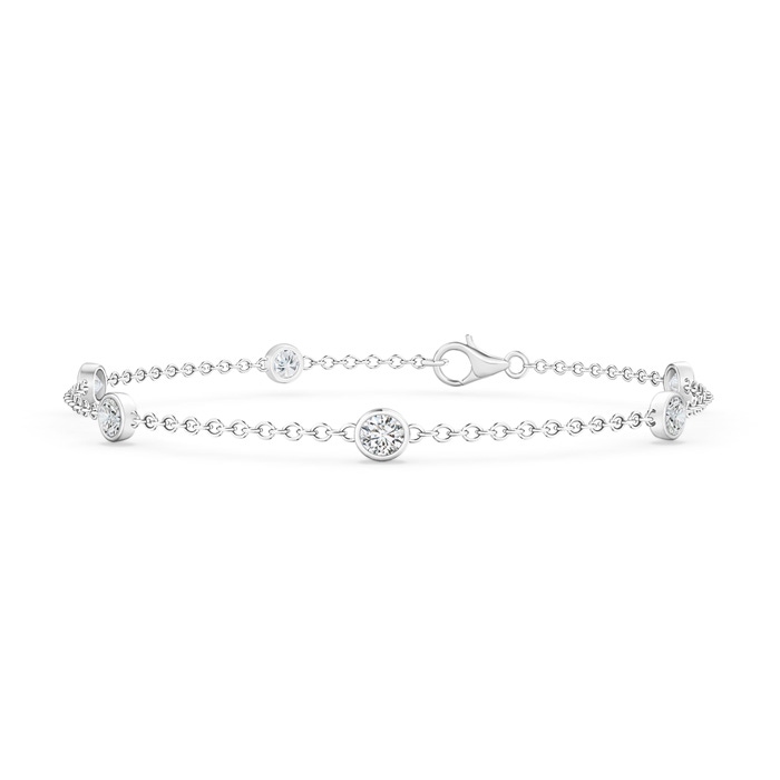 3.5mm HSI2 Bezel-Set Diamond Station Bracelet with Chain in White Gold 