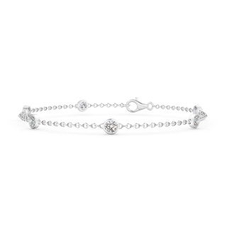 3.5mm IJI1I2 Bezel-Set Diamond Station Bracelet with Chain in 9K White Gold