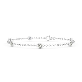 3.5mm KI3 Bezel-Set Diamond Station Bracelet with Chain in 9K White Gold