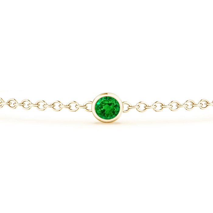 3.5mm AAAA Bezel-Set Emerald and Diamond Station Bracelet with Chain in Yellow Gold Product Image