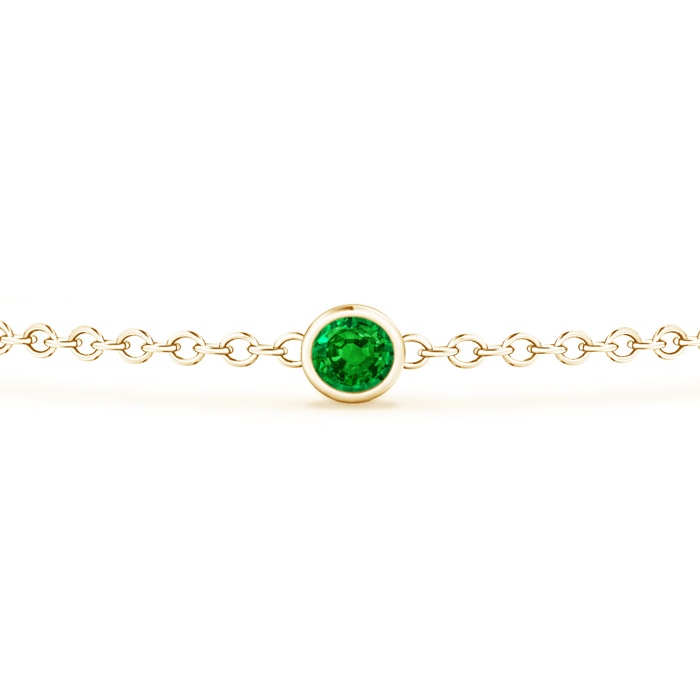 3.5mm AAAA Bezel-Set Emerald and Diamond Station Bracelet with Chain in Yellow Gold product image