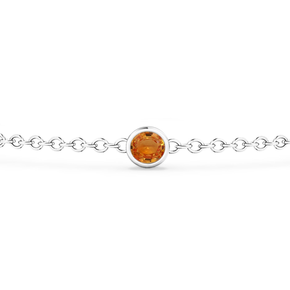 3.5mm AAA Bezel-Set Orange Sapphire & Diamond Station Bracelet in White Gold side 1