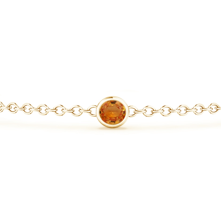 3.5mm AAA Bezel-Set Orange Sapphire & Diamond Station Bracelet in Yellow Gold side 1