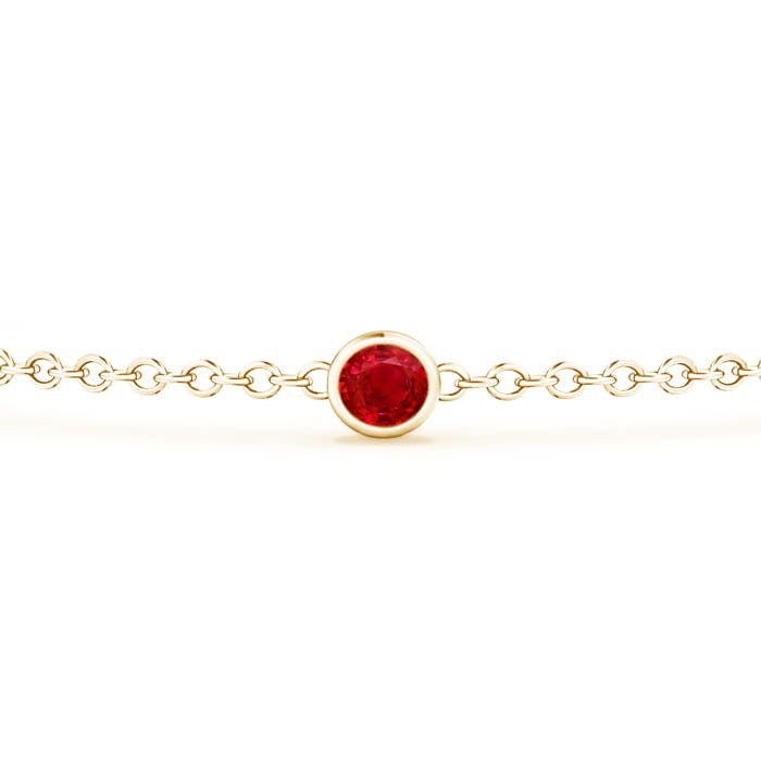Bezel-Set Ruby and Diamond Station Bracelet with Chain