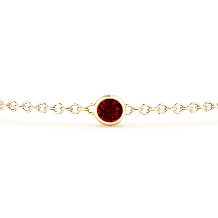 3.5mm AAAA Bezel-Set Ruby and Diamond Station Bracelet with Chain in Yellow Gold