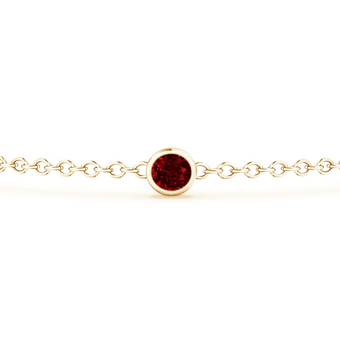 3.5mm AAAA Bezel-Set Ruby and Diamond Station Bracelet with Chain in Yellow Gold Product Image