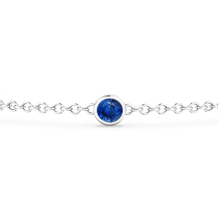 3.5mm AAA Bezel-Set Sapphire and Diamond Station Bracelet with Chain in White Gold