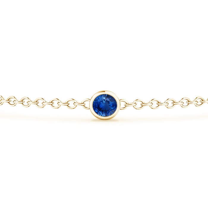 3.5mm AAA Bezel-Set Sapphire and Diamond Station Bracelet with Chain in Yellow Gold