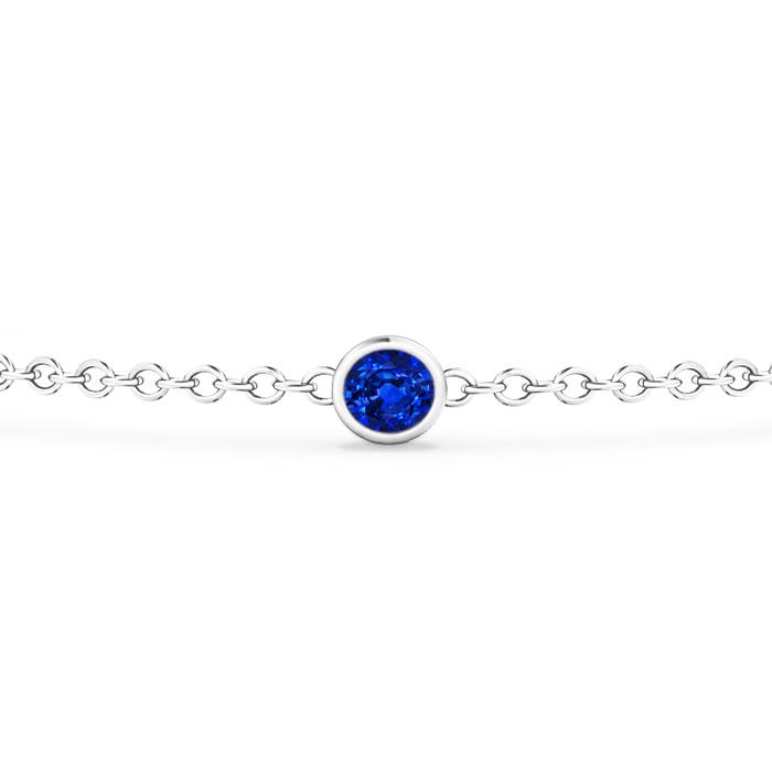 3.5mm AAAA Bezel-Set Sapphire and Diamond Station Bracelet with Chain in White Gold - side 1