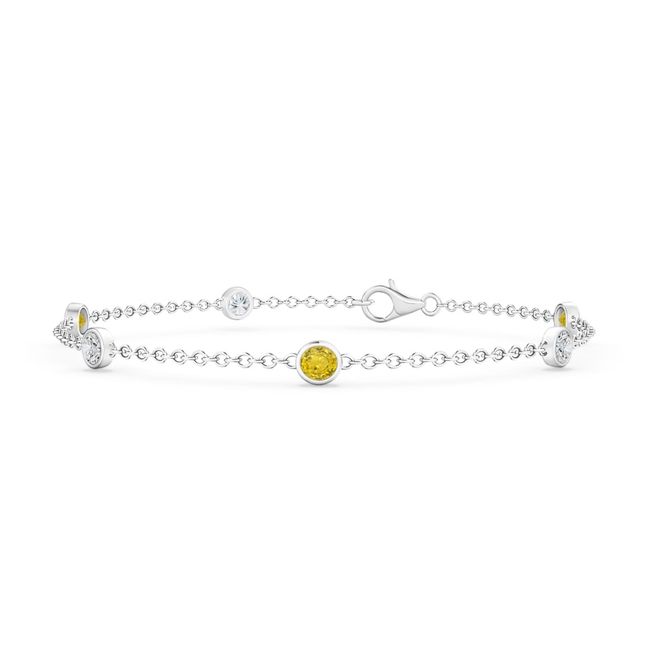 3.5mm AAA Bezel-Set Yellow Sapphire & Diamond Station Bracelet in White Gold 