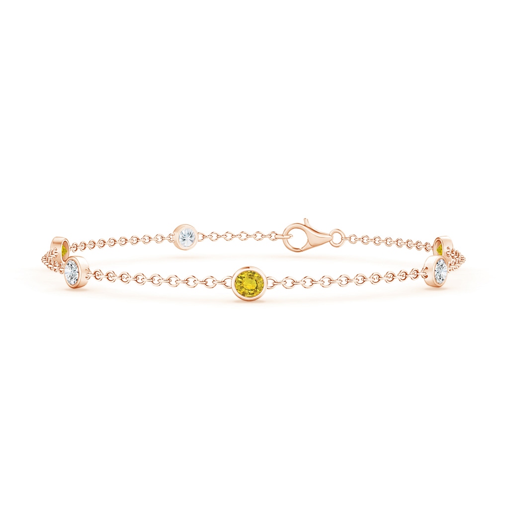 3.5mm AAAA Bezel-Set Yellow Sapphire & Diamond Station Bracelet in Rose Gold