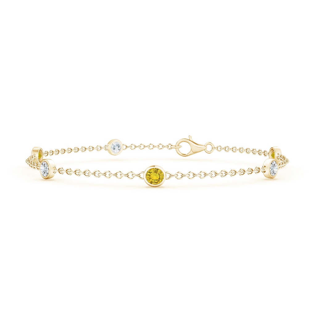 3.5mm AAAA Bezel-Set Yellow Sapphire & Diamond Station Bracelet in Yellow Gold