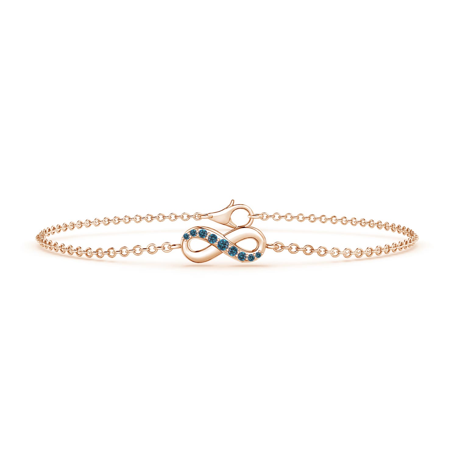 Angara 1.5 MM Prong-Set Enhanced Blue Diamond Infinity Chain Bracelet in 14K Rose Gold