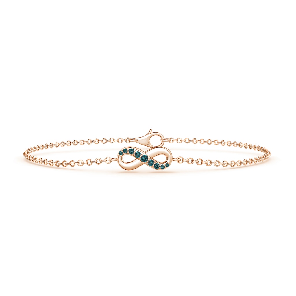 1.5mm AAA Blue Diamond Infinity Chain Bracelet in Rose Gold