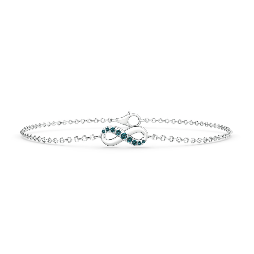 1.5mm AAA Blue Diamond Infinity Chain Bracelet in White Gold