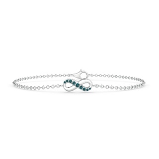 1.5mm AAA Blue Diamond Infinity Chain Bracelet in White Gold