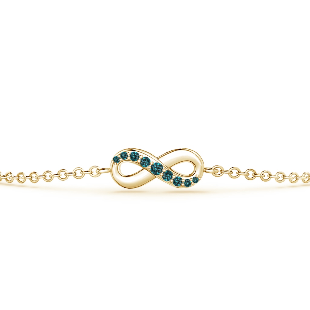 1.5mm AAA Blue Diamond Infinity Chain Bracelet in Yellow Gold Side-1