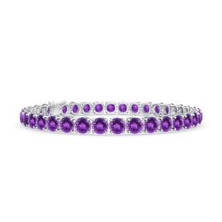 5mm AAA Classic Amethyst Linear Tennis Bracelet in S999 Silver